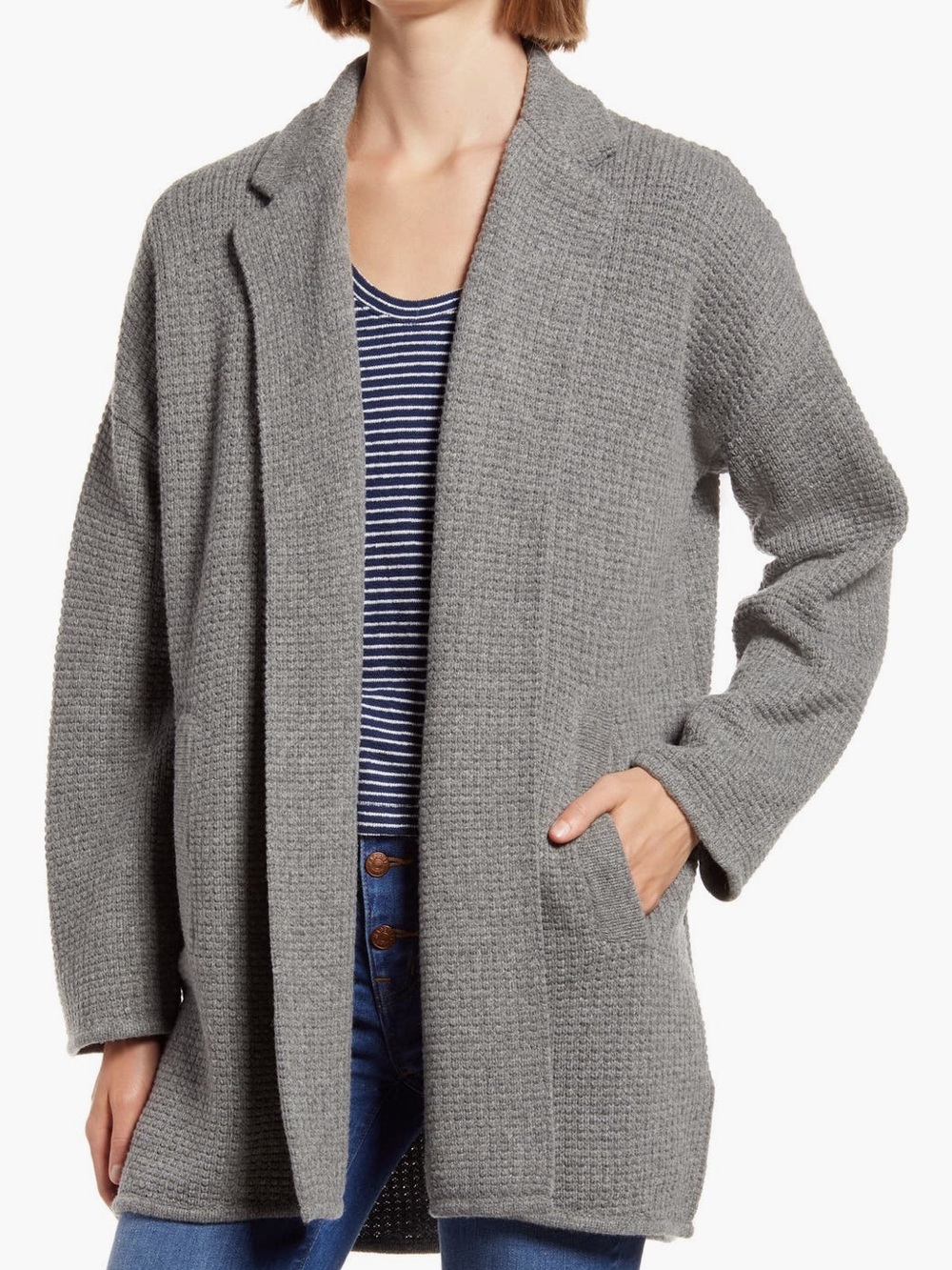Madewell Laguna Stitch Sweater Coat Cardigan Grey Wool Blend | Women’s Size S